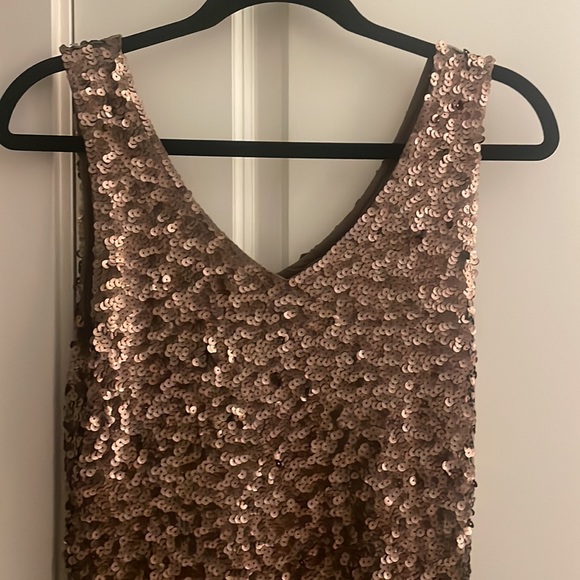 Gold Sequin Bodycon Tank Cocktail Dress - Picture 2 of 3